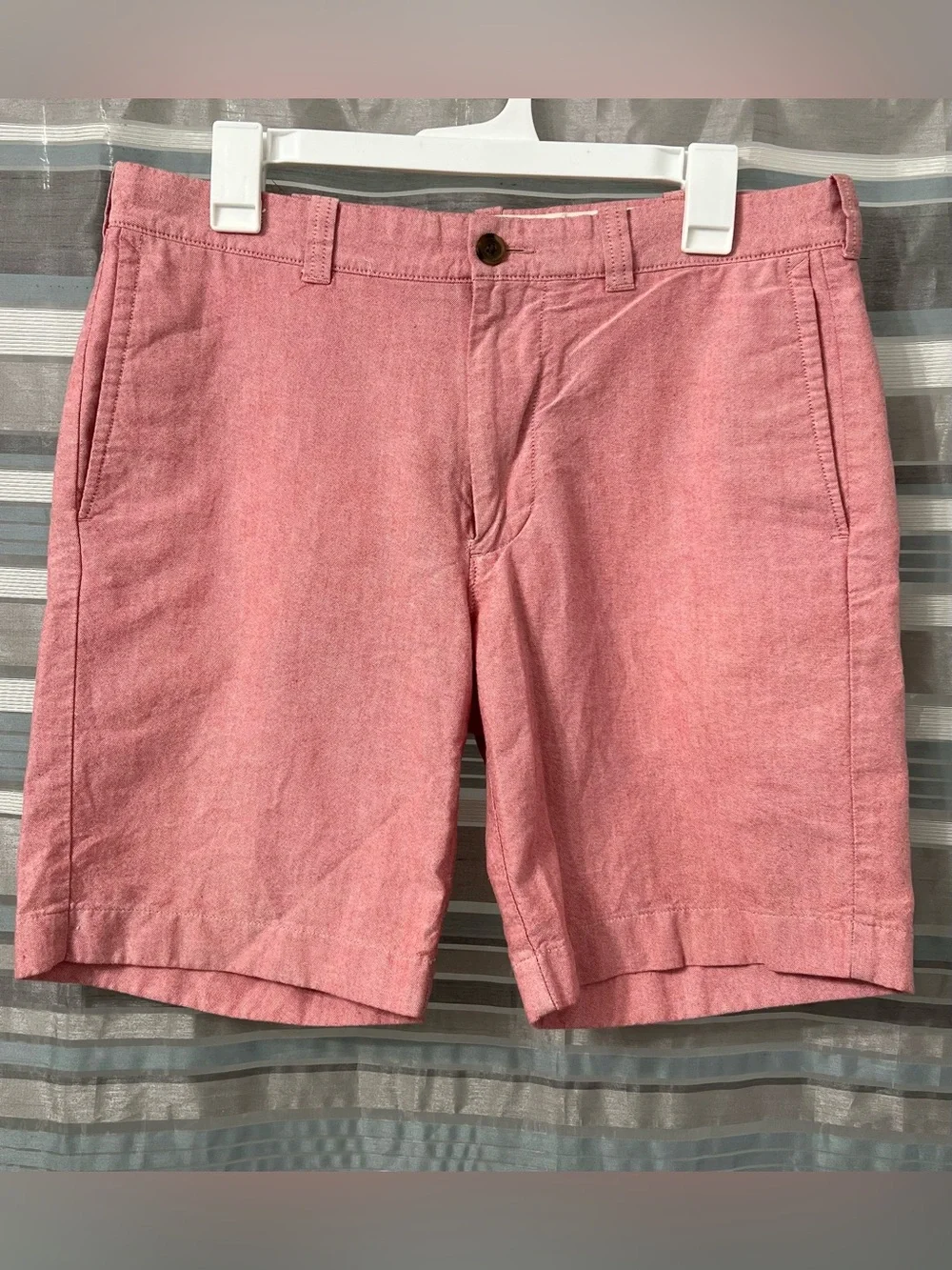 J. Crew Men's Sunwashed Oxford Rose Pink Flat-Front Linen Shorts